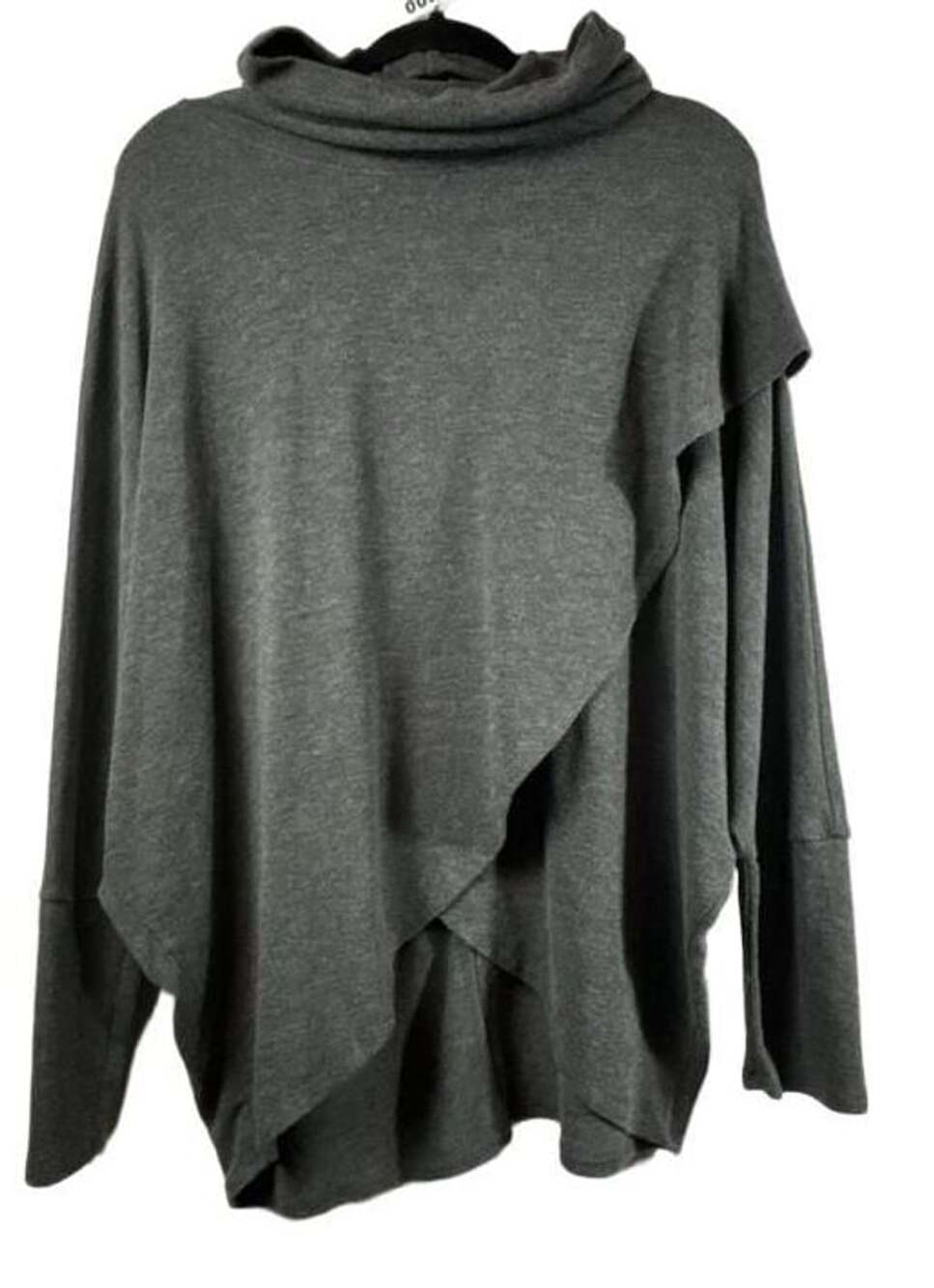 Chelsea & Theodore Cowl Neck Wrap Sweater Size XL Dark Gray